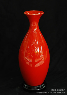 【中國(guó)紅小梅瓶 中國(guó)紅 陶瓷花瓶 禮品 家居擺件 廠家直銷】?jī)r(jià)格,廠家,圖片,陶瓷工藝品,德化縣僑興瓷雕廠-
