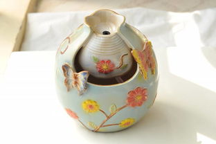 紫燦 陶瓷流水噴泉工藝品家居裝飾品擺設客廳擺件 蝶舞